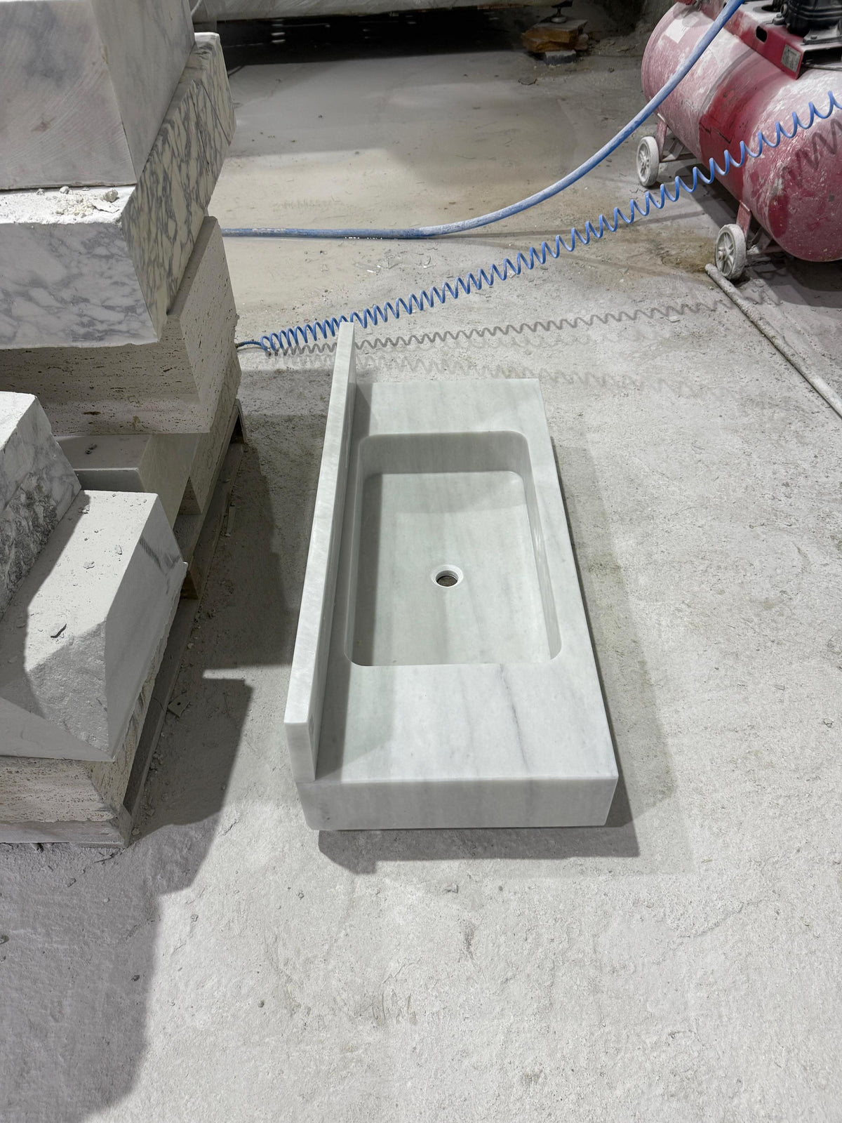 Custom Carrara White Marble Sink | Hand-Carved Bathroom Vanity