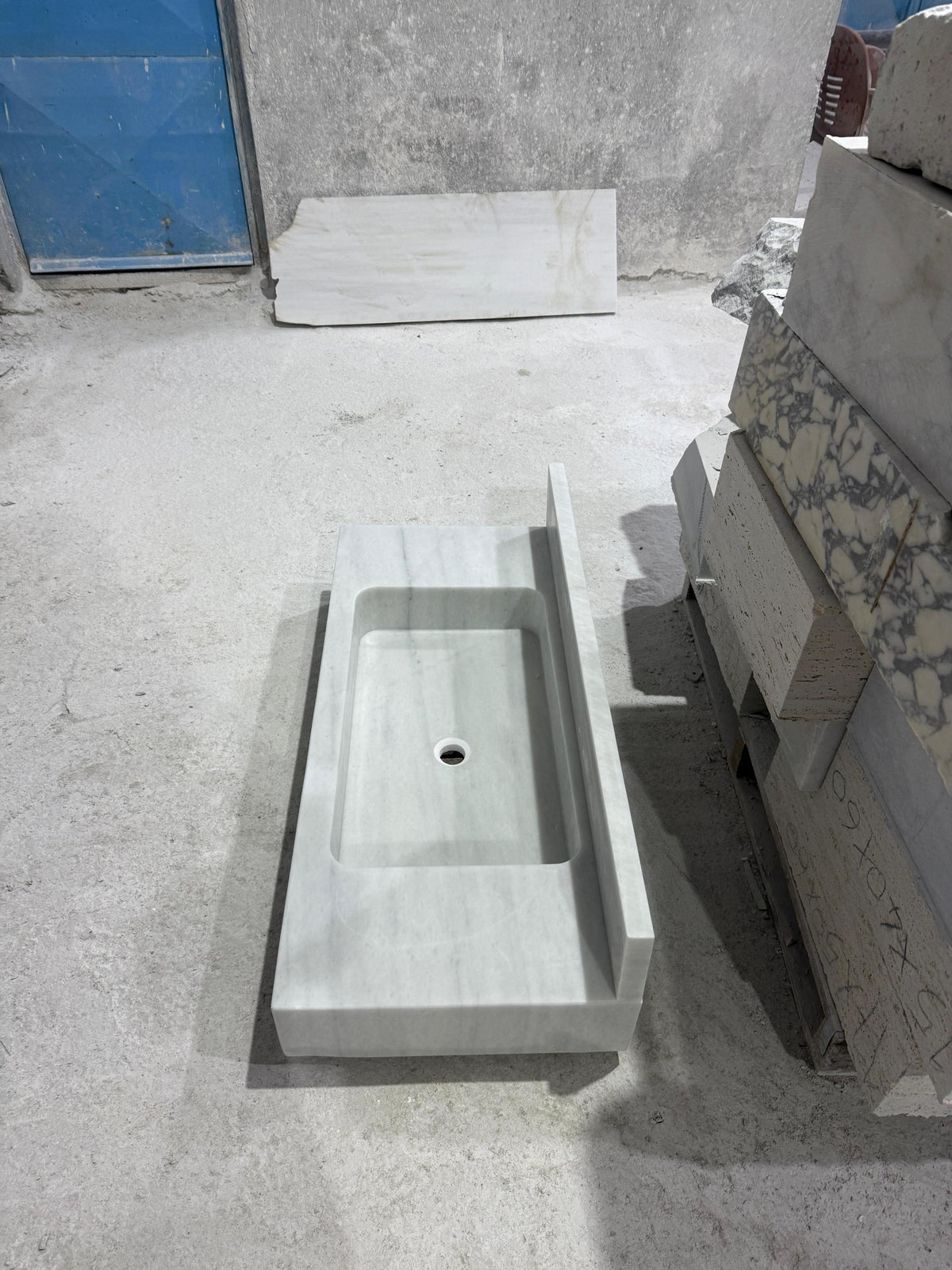 Custom Carrara White Marble Sink | Hand-Carved Bathroom Vanity