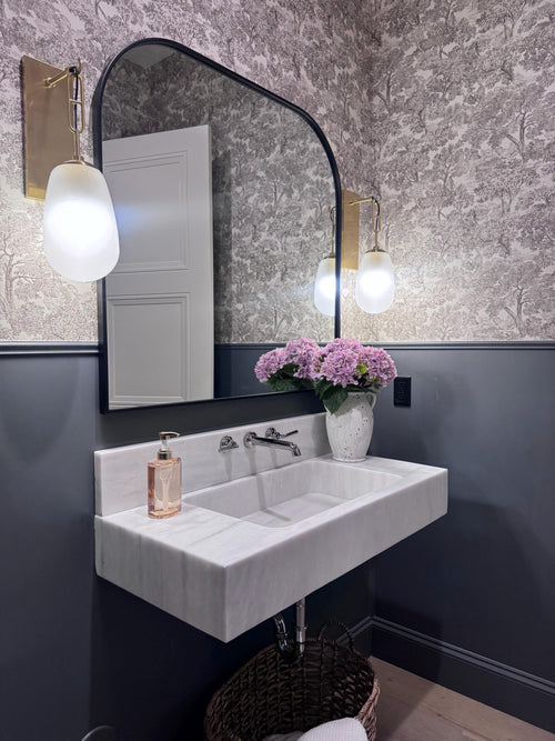 Custom Carrara White Marble Sink | Hand-Carved Bathroom Vanity