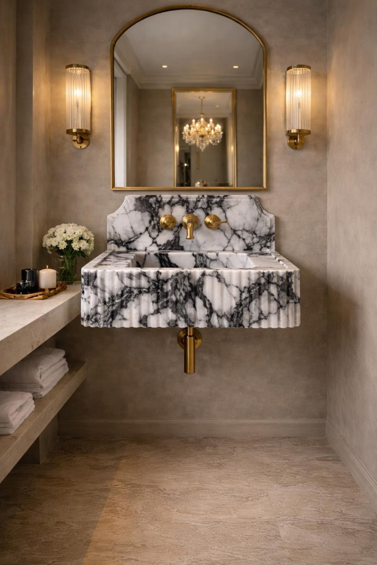 Calacatta Viola Marble Sink | Custom Wall-Mounted Vanity
