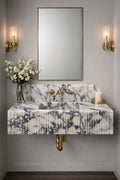 Calacatta Viola Fluted Marble Sink | Custom Wall-Mounted Vanity