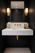 Handmade White Carrara Marble Sink | Wall Mounted Vanity with Backsplash